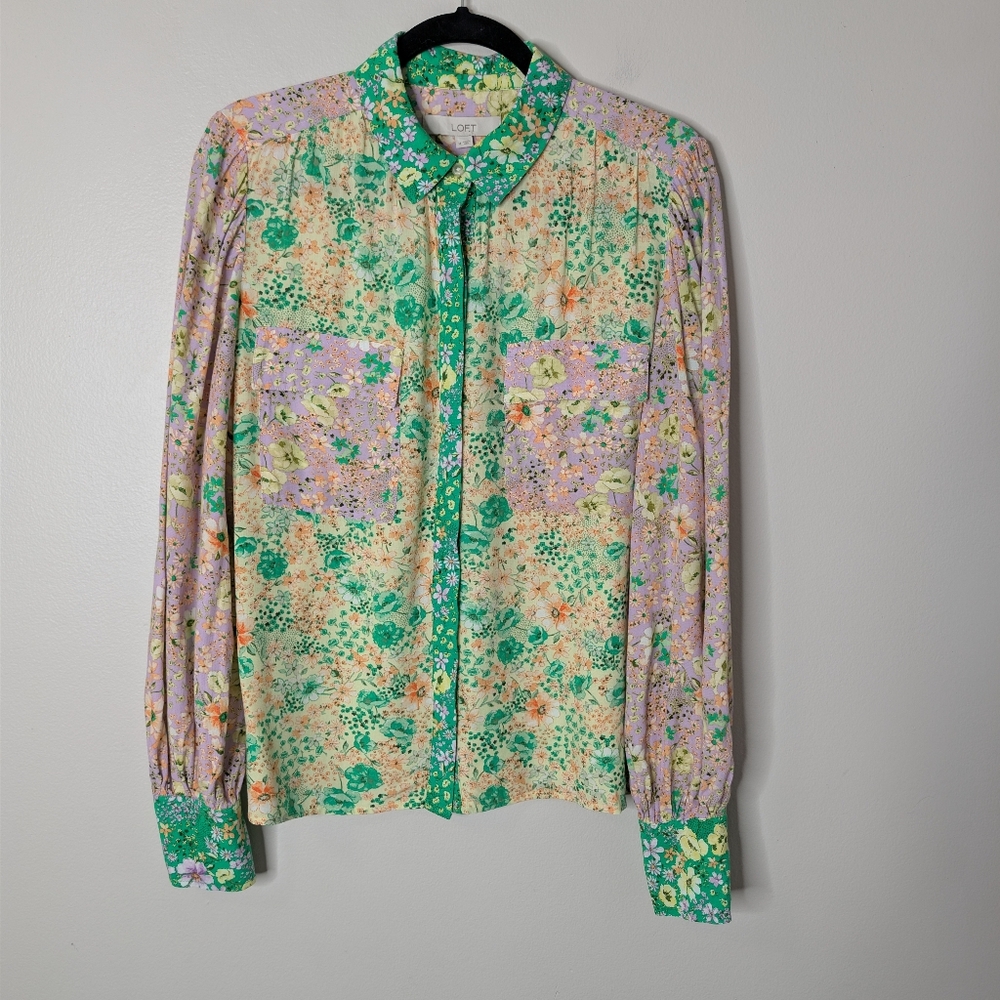 Loft Floral Crepe Utility Shirt